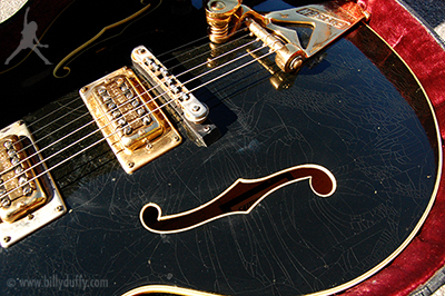 Billy's Gretsch Country Club showing cracked lacquer