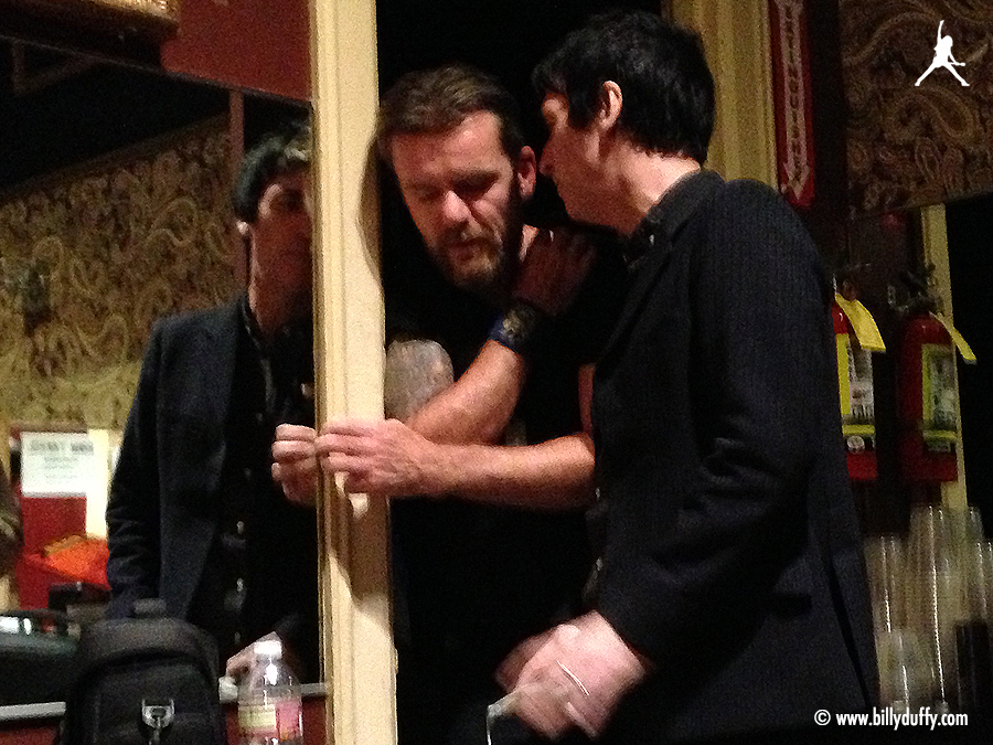 Billy and Johnny Marr chat backstage at the Fillmore, San Francisco