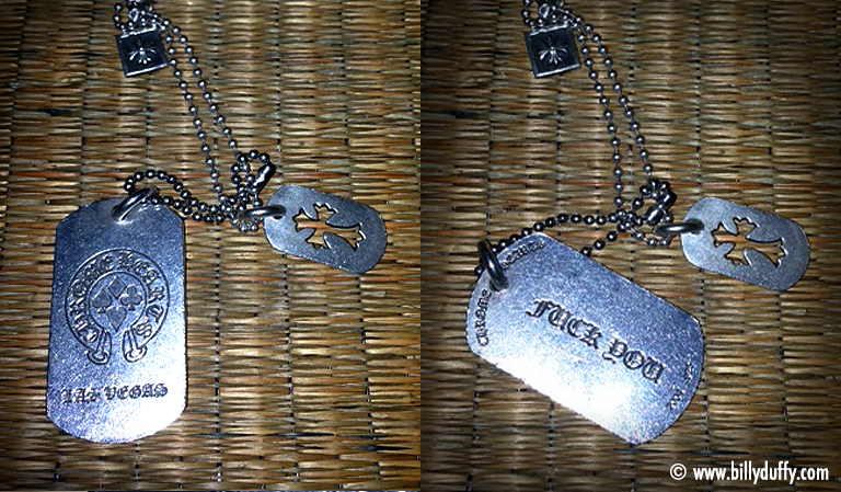 Billy Duffy F U dog tags