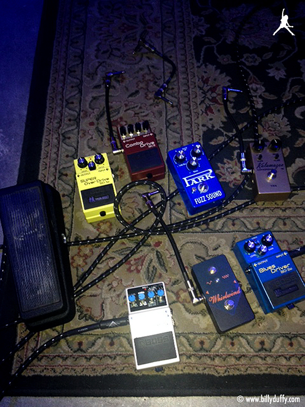 Billy Duffy's guitar pedals in the studio