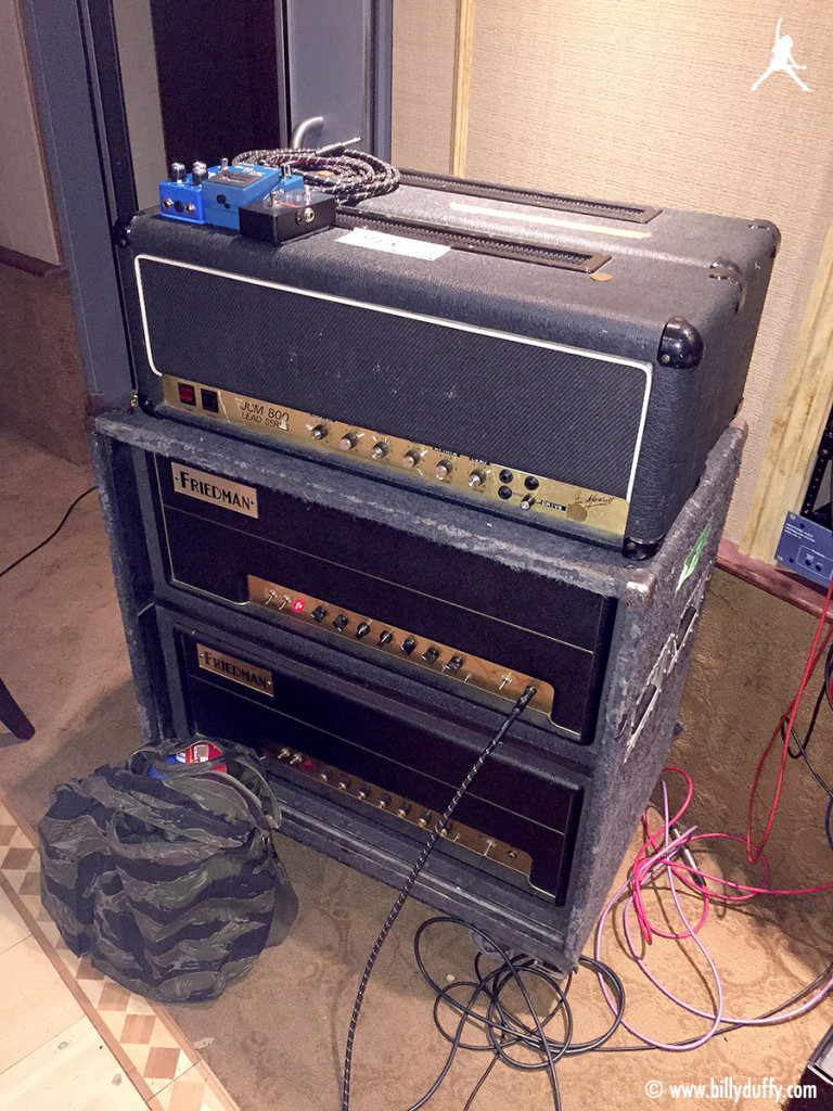Billy Duffy's Marshall and Friedman amps in the studio