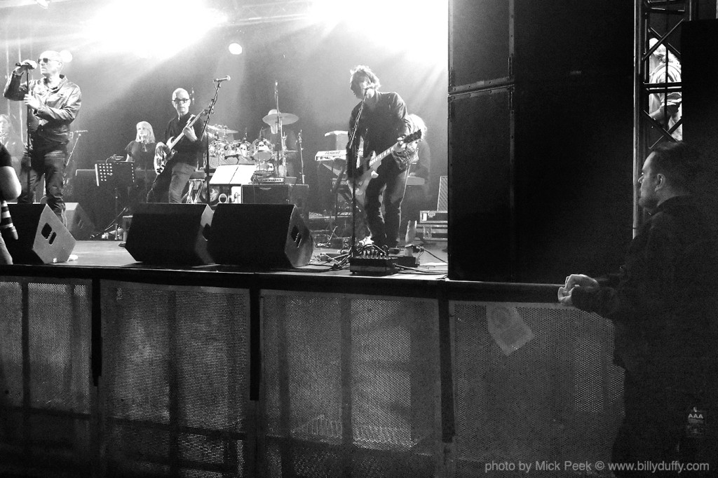 Billy Duffy watches the Holy Holy soundcheck in Liverpool