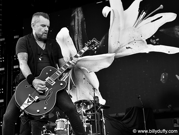 Billy Duffy onstage at Dodger Stadium