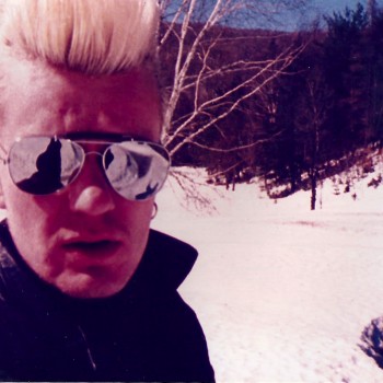 Billy taking a break from recording in Canada, 1985