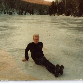 “On thin ice” during a break from recording in Canada, 1985