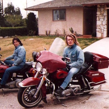 Billy on his new Harley in Los Angeles, Feb 1988