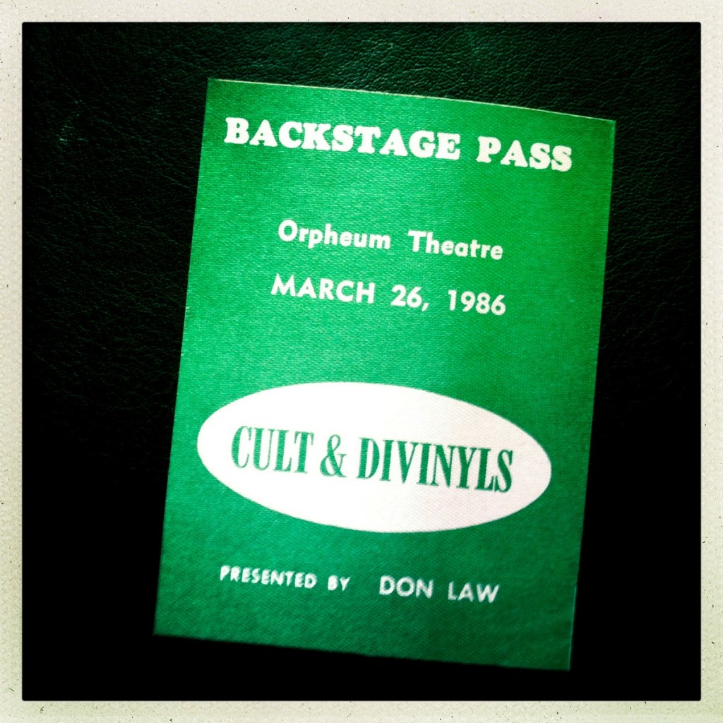 Backstage Pass for The Cult 26-03-1986
