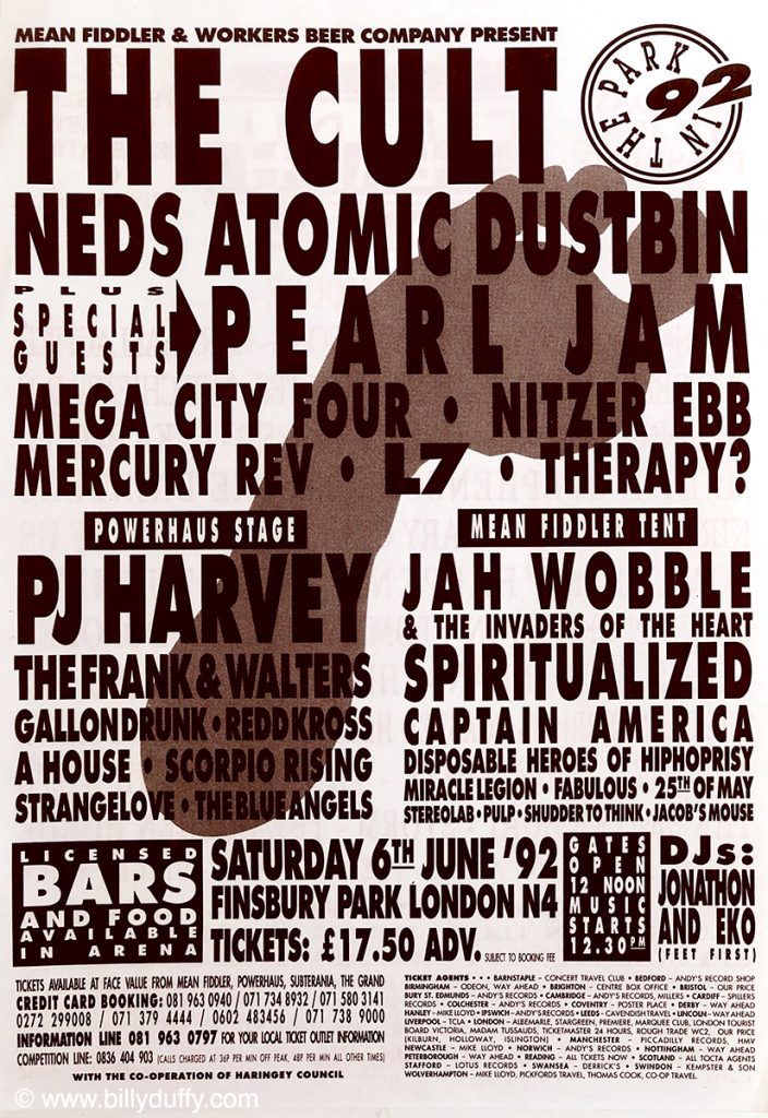 Headlining "In the park" festival - 1992
