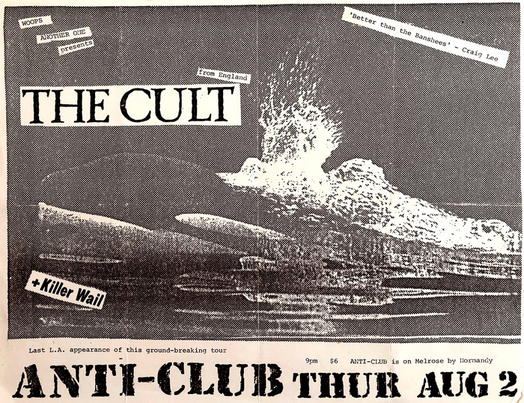 Flyer for impromptu show at Anti Club in LA - 1984