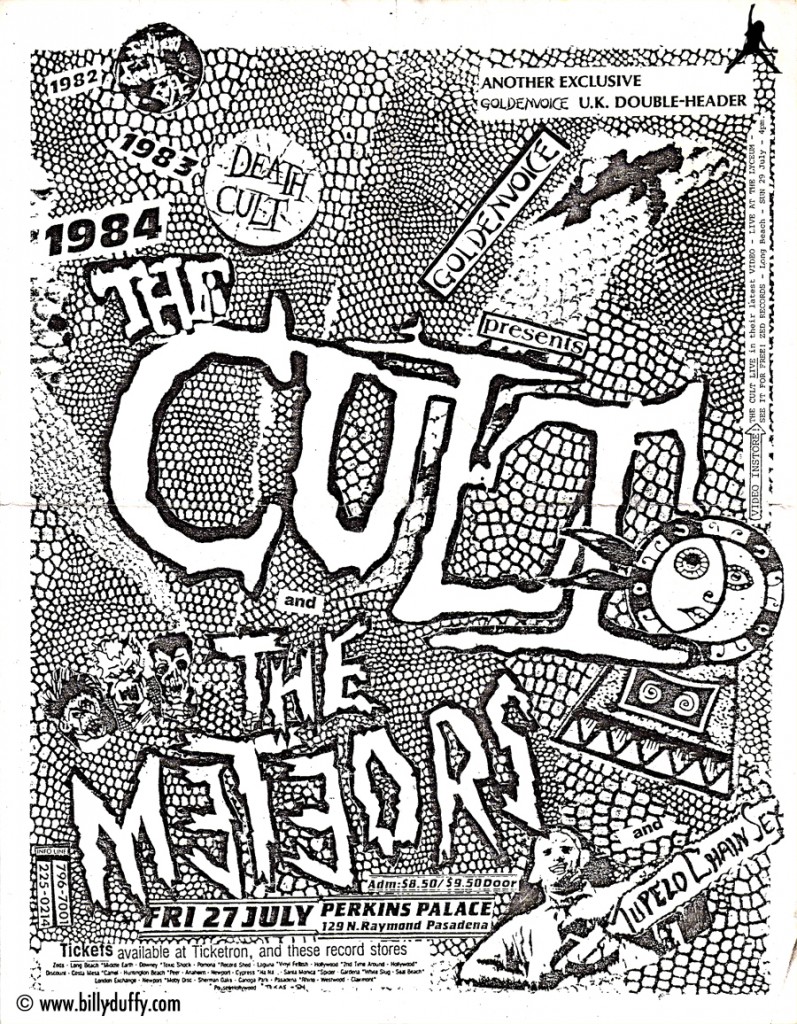 The Cult poster from 1st L.A. gig 27-07-1984