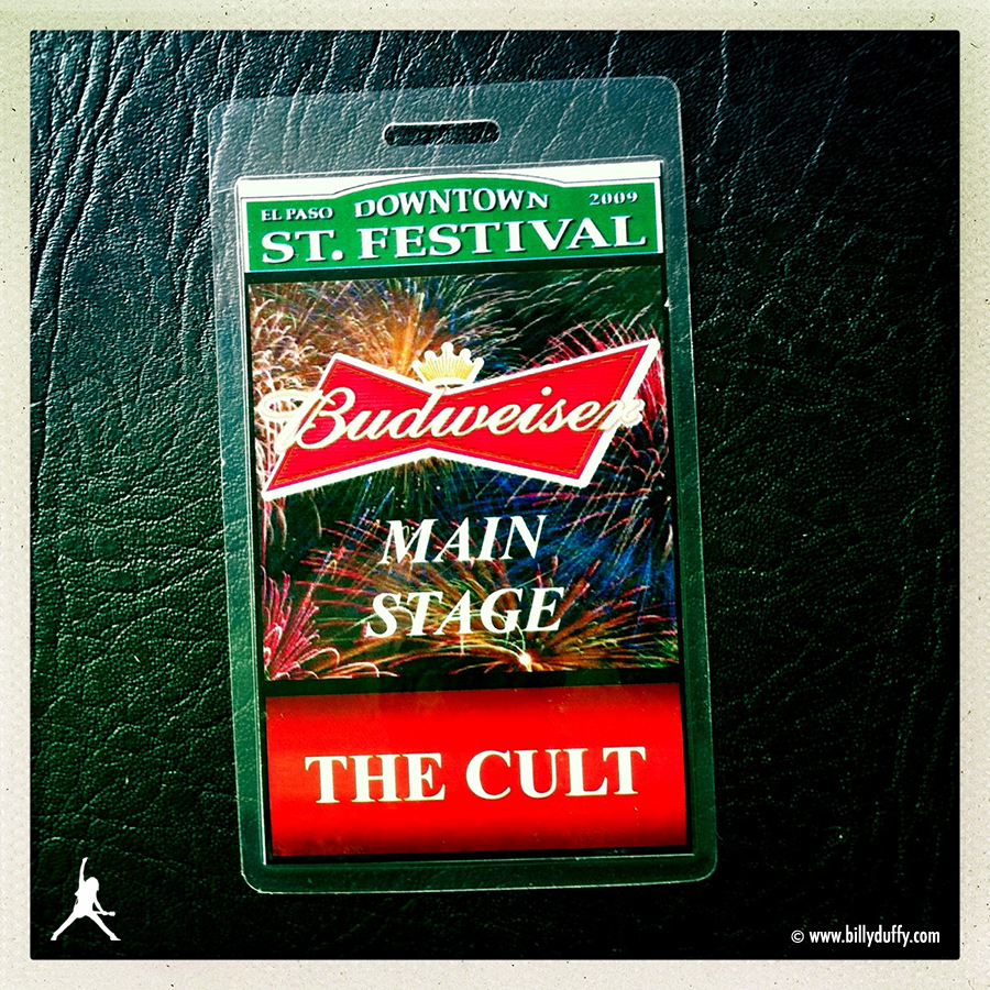 Billy's Stage Pass from The Cult in El Paso, 04-07-2009