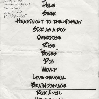 Cardboard Vampyres set list -2004