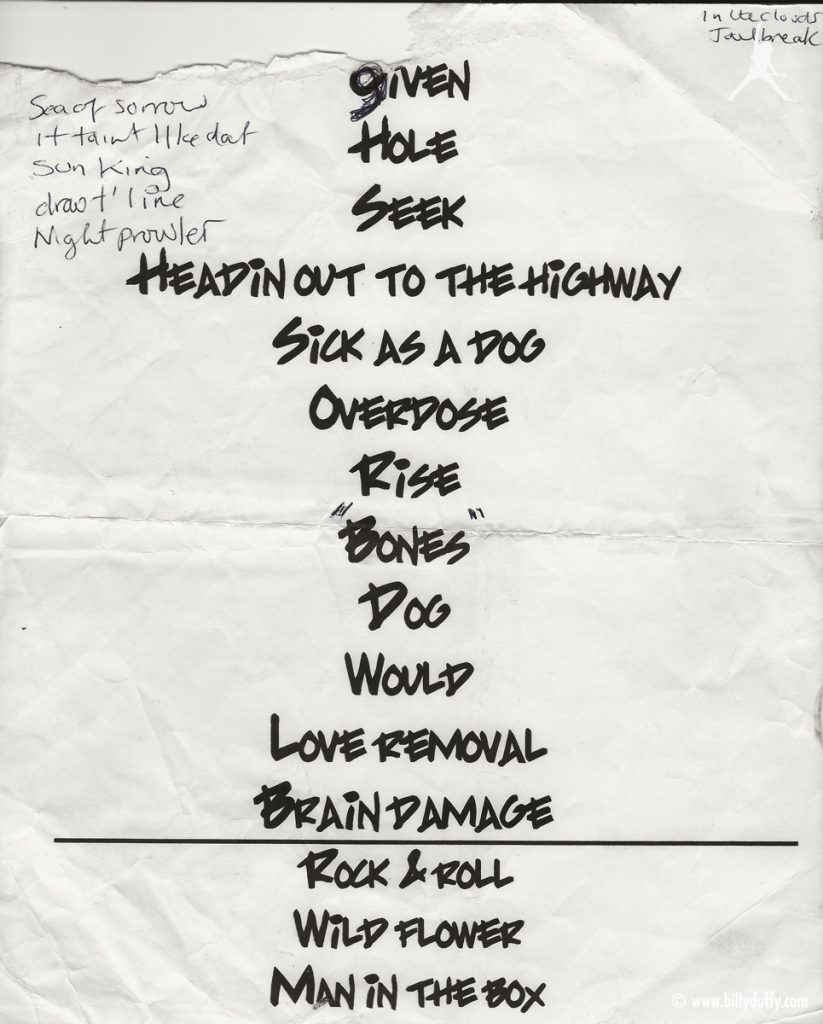 Cardboard Vampyres set list -2004