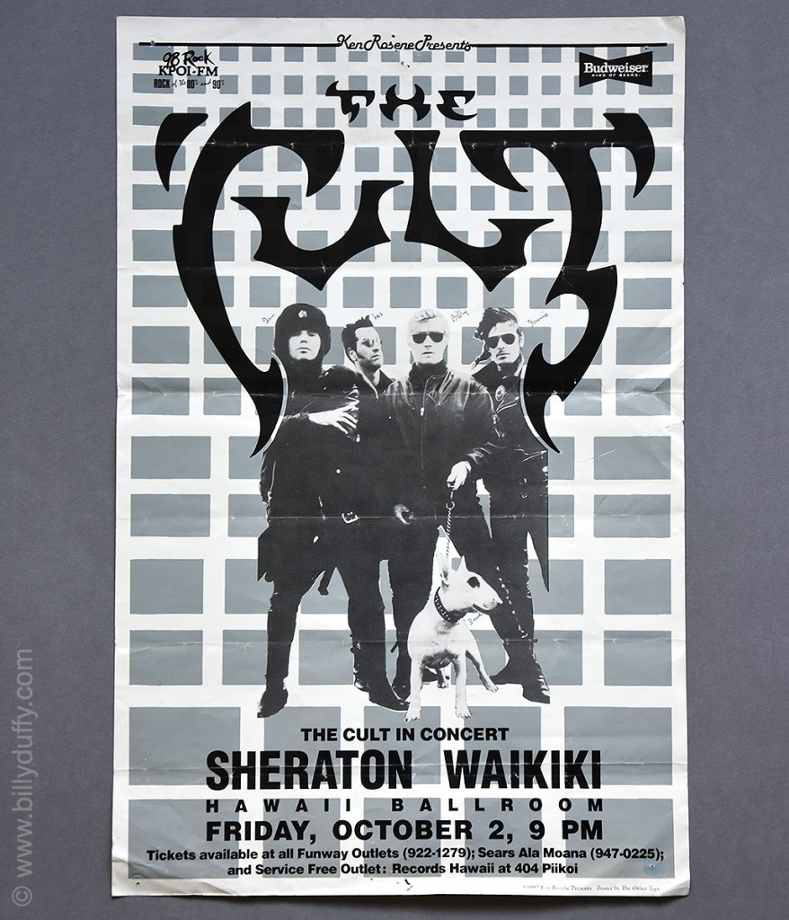 Billy Duffy's The Cult - Hawaii Gig poster - 02-10-1987