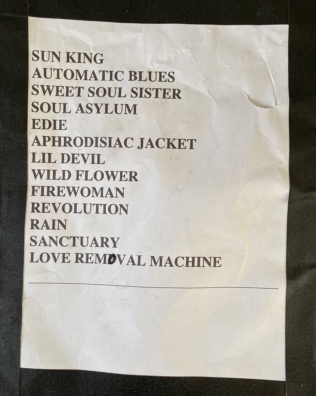 the cult tour setlist