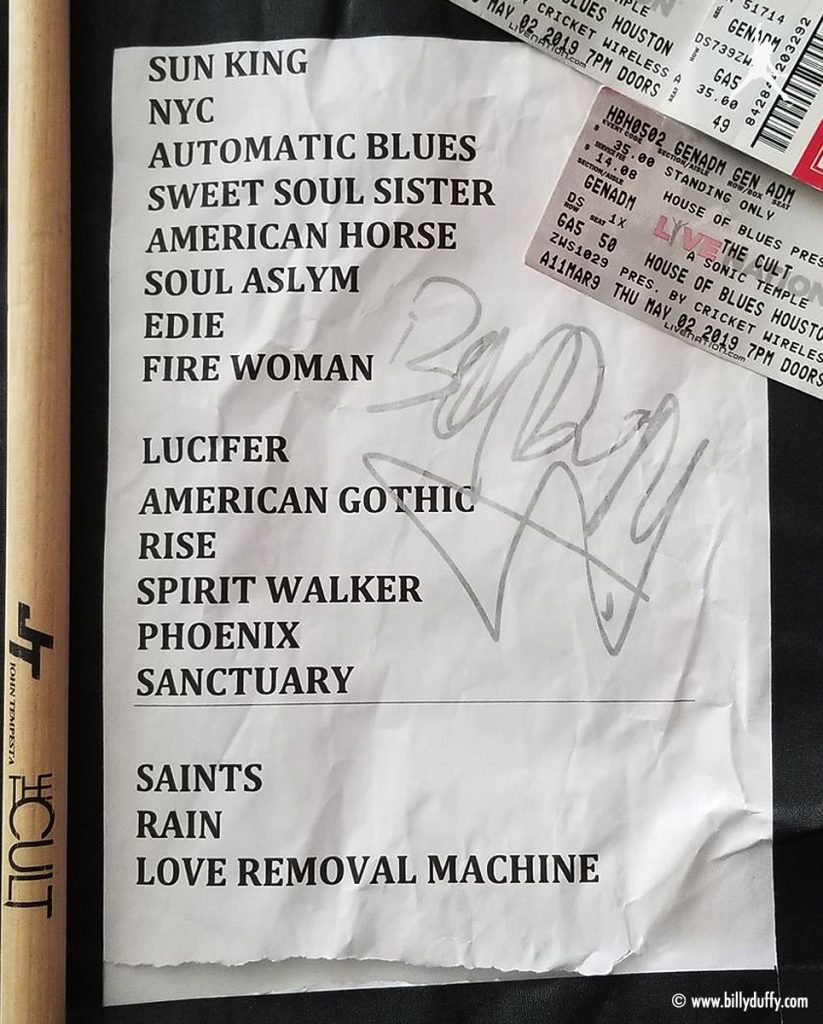 The Cult set list 02-05-19