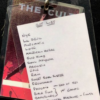 The Cult ‘Sonic Temple’ Tour Laminate Setlist – 1989