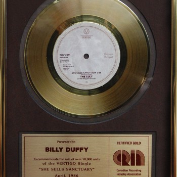 Billy’s The Cult ‘She Sells Sanctuary’ Gold Disc