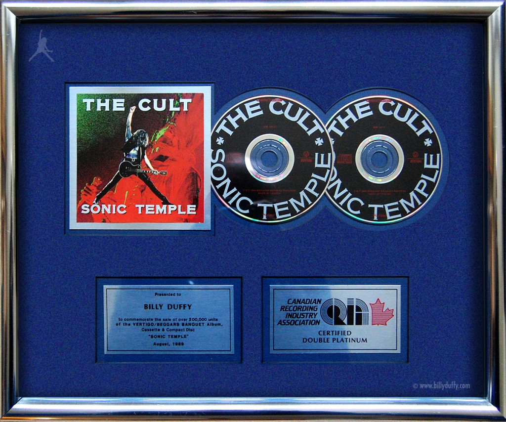 Billy Duffy's 'Sonic Temple' Double Platinum Disc