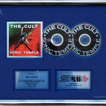 Billy’s Canadian Double Platinum Disc for The Cult ‘Sonic Temple’