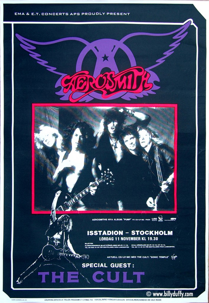 Aerosmith and The Cult Poster - Sweden 11-11-1989