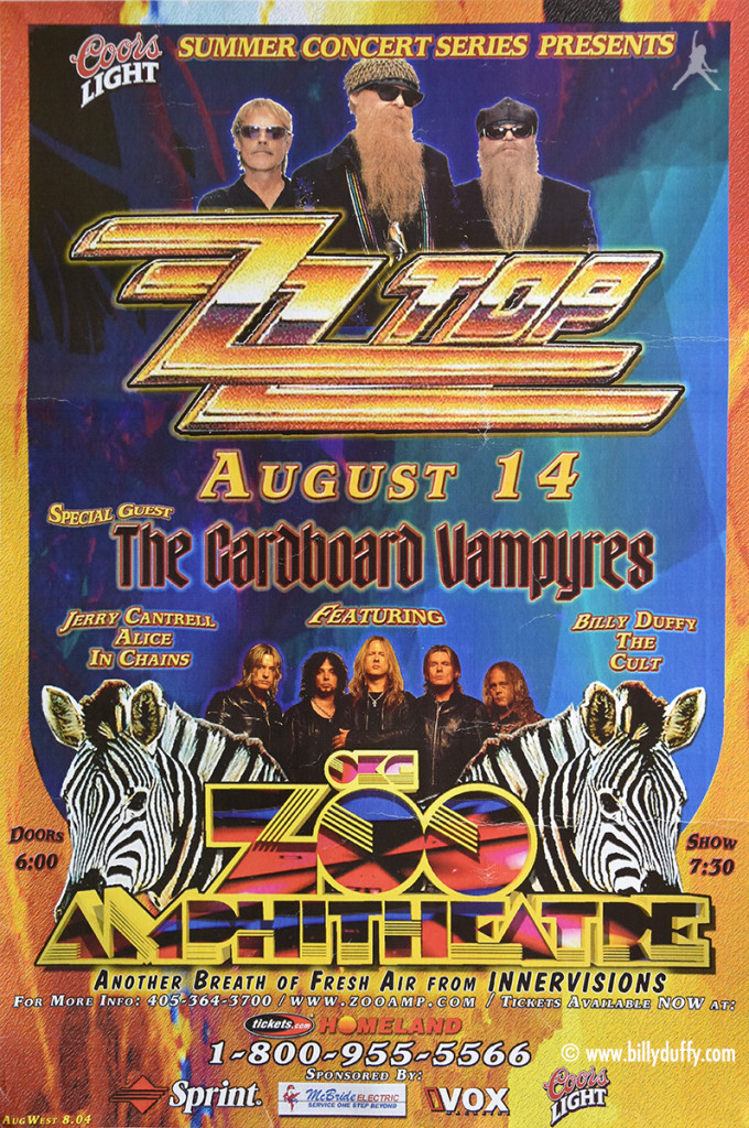 ZZ Top & Cardboard Vampyres Gig Poster 14-08-2004