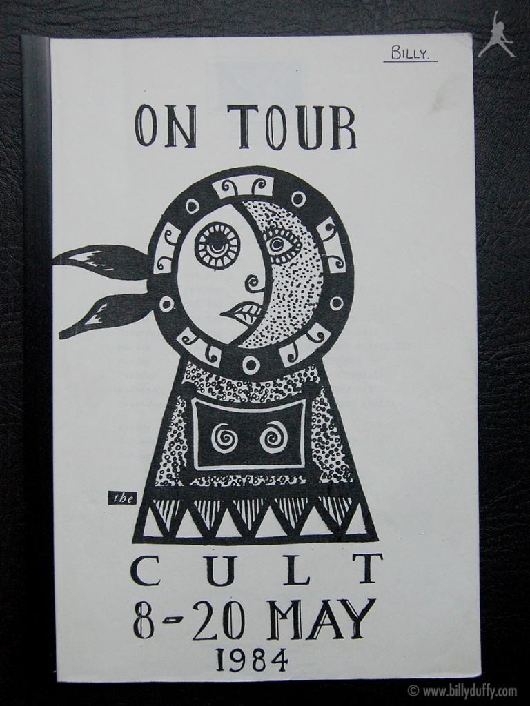 Billy's itinerary from The Cult UK Tour - 1984