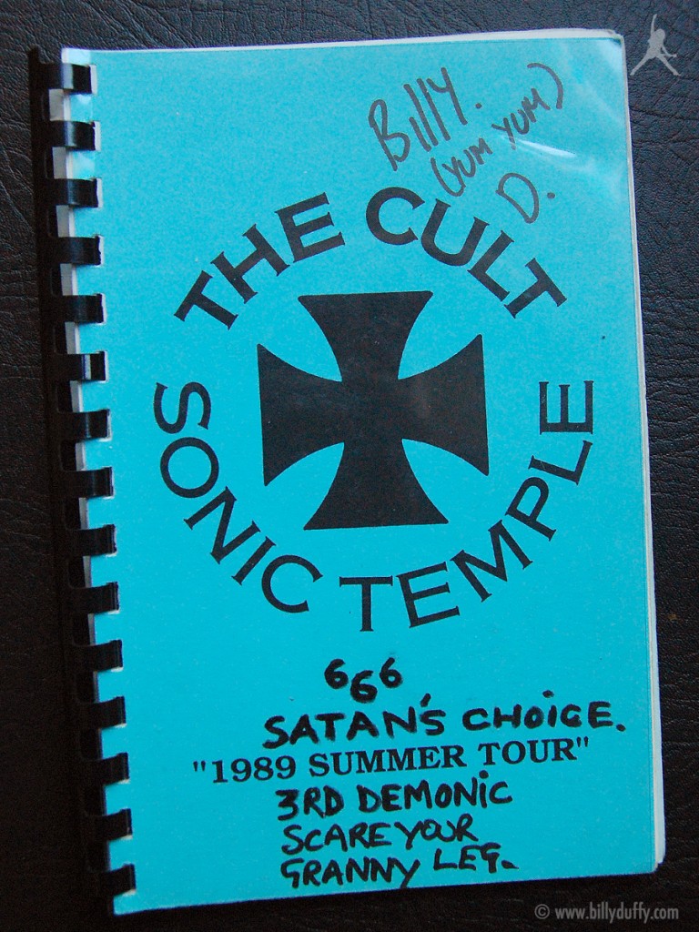 Billy's itinerary book from The Cult 'Sonic Temple' Tour - 1989