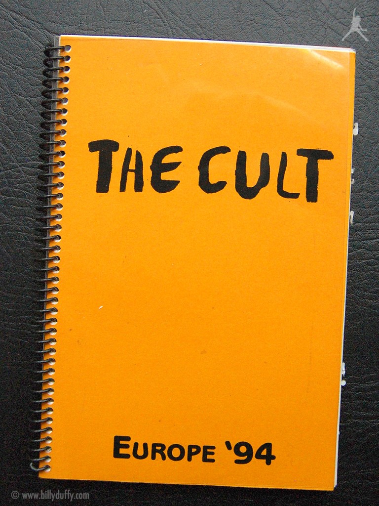 Billy's itinerary book from The Cult European tour - 1994