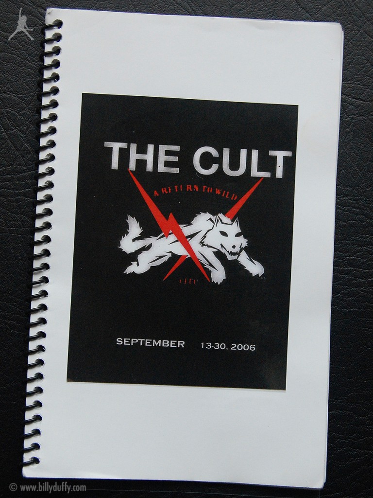 Billy Duffy's itinerary book from The Cult 'A Return To Wild' Tour - 2006