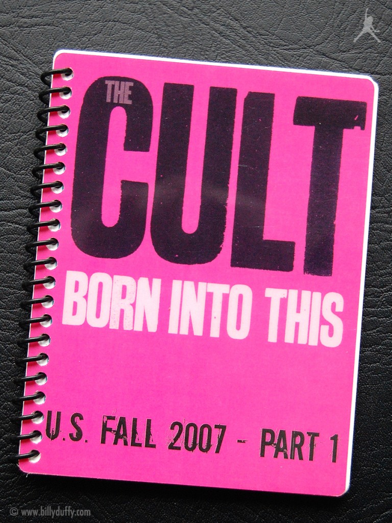 Billy Duffy's itinerary book from The Cult 'Born Into This' Tour - 2007