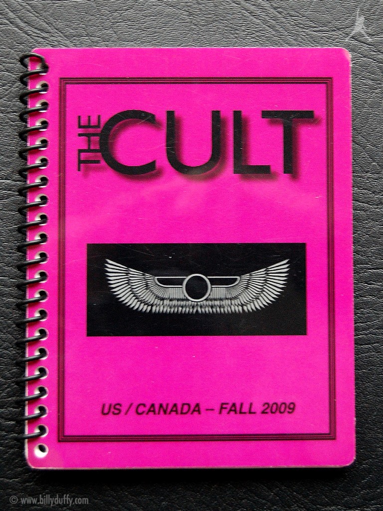Billy's itinerary book from The Cult 'Love Live' Tour - 2009