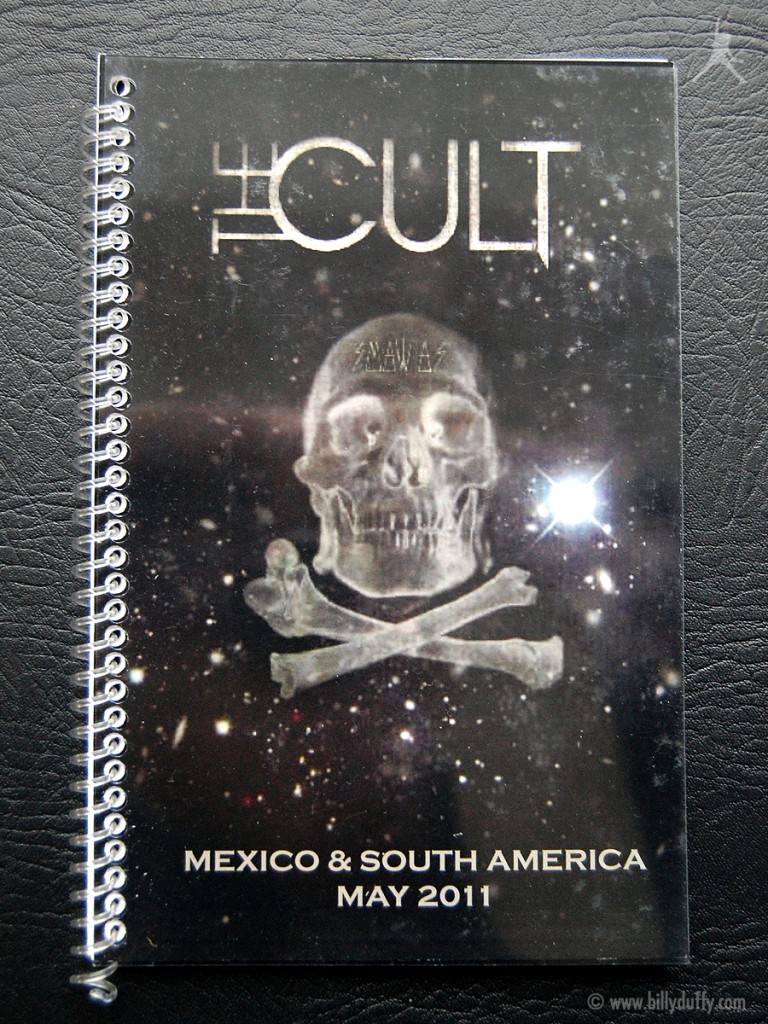 Billy's itinerary book from The Cult 'Capsules' Tour - 2011