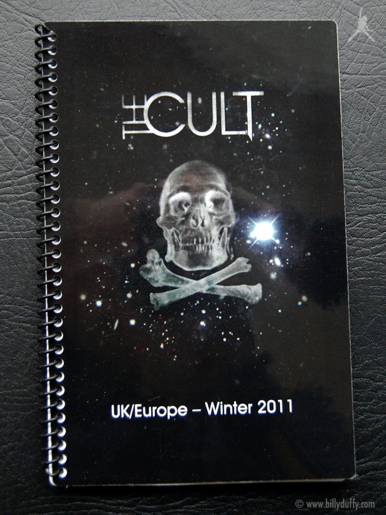 Billy's itinerary book from The Cult 'Capsules' Tour - 2011