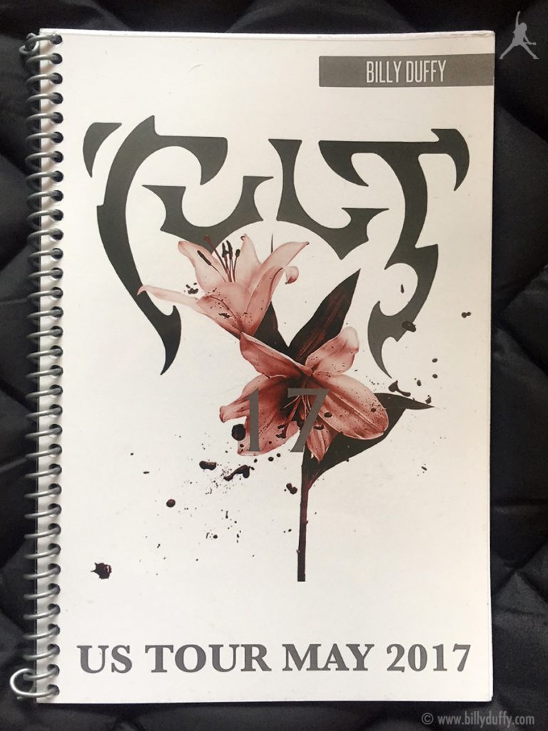 Billy Duffy's itinerary book from The Cult 'Alive in the Hidden City' Tour - US May 2017