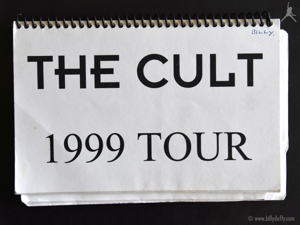 Billy's itinerary book from The Cult 1999 tour