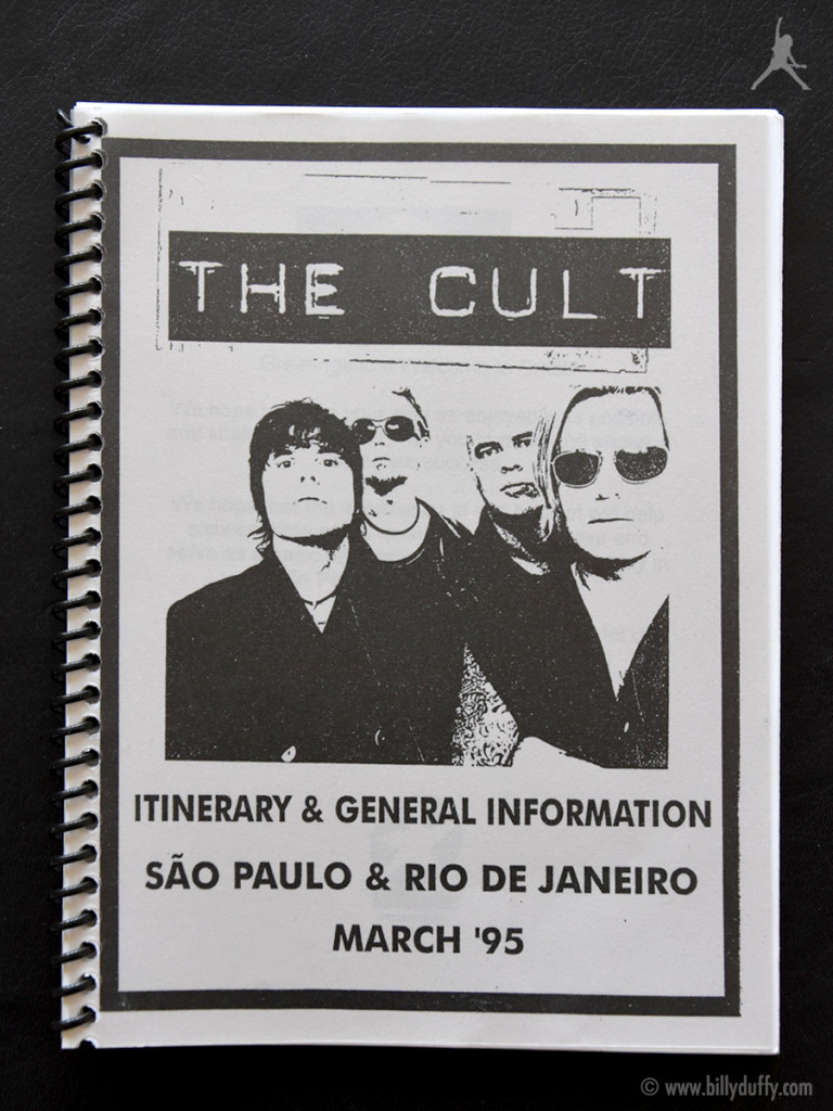 Billy's itinerary book from The Cult in Brazil - 1995