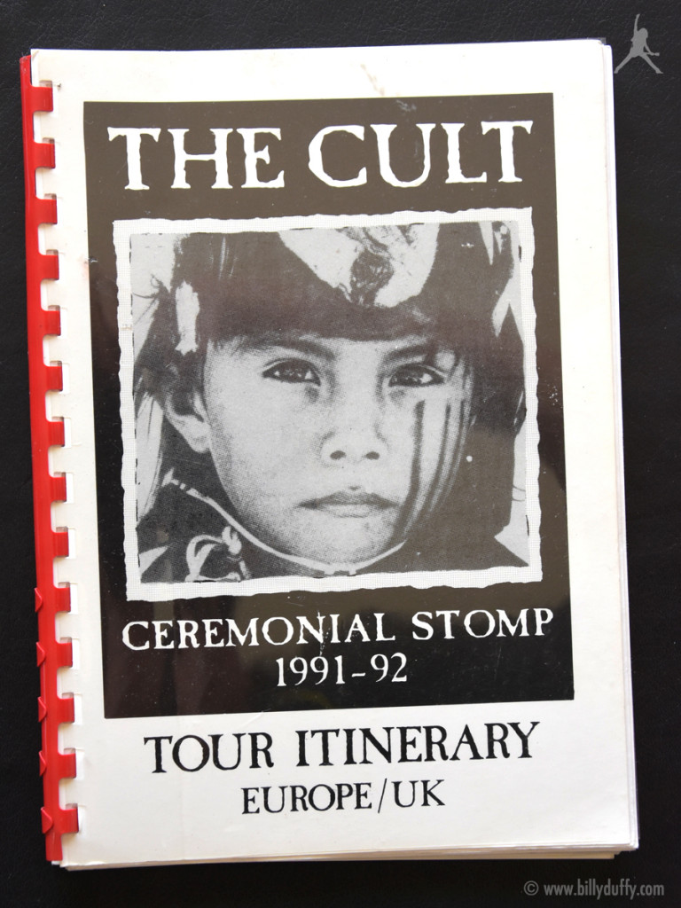 Billy Duffy's itinerary book from The Cult 'Ceremonial Stomp' Tour -1991