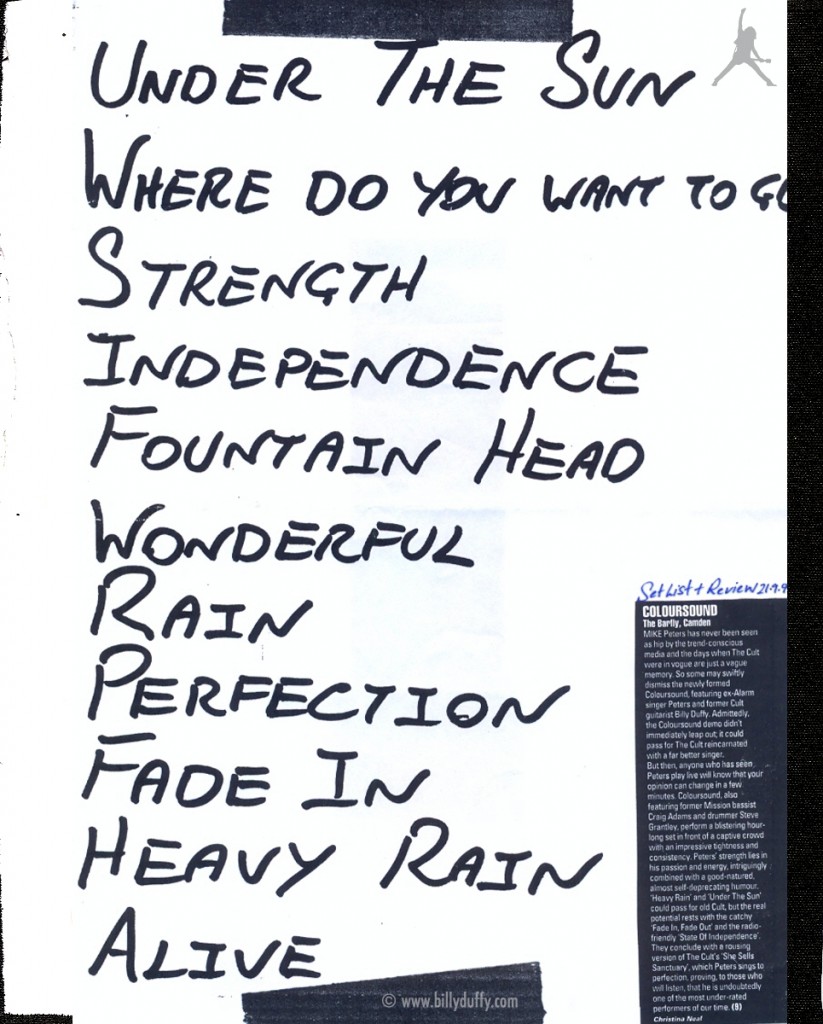 Coloursound set list 21-09-1998