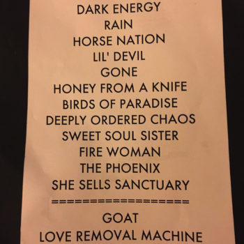 The Cult Set List 27-09-2016