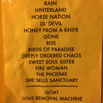 The Cult Set List 29-09-2016