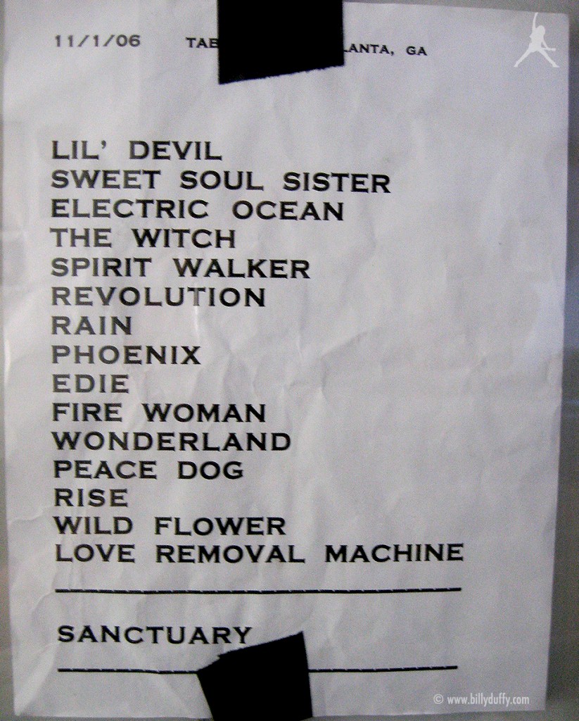 The Cult gig set list 01-11-2006