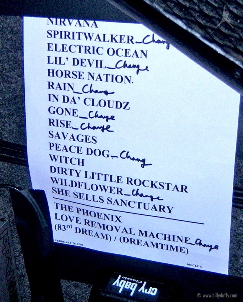 The Cult Set List 26-02-2008