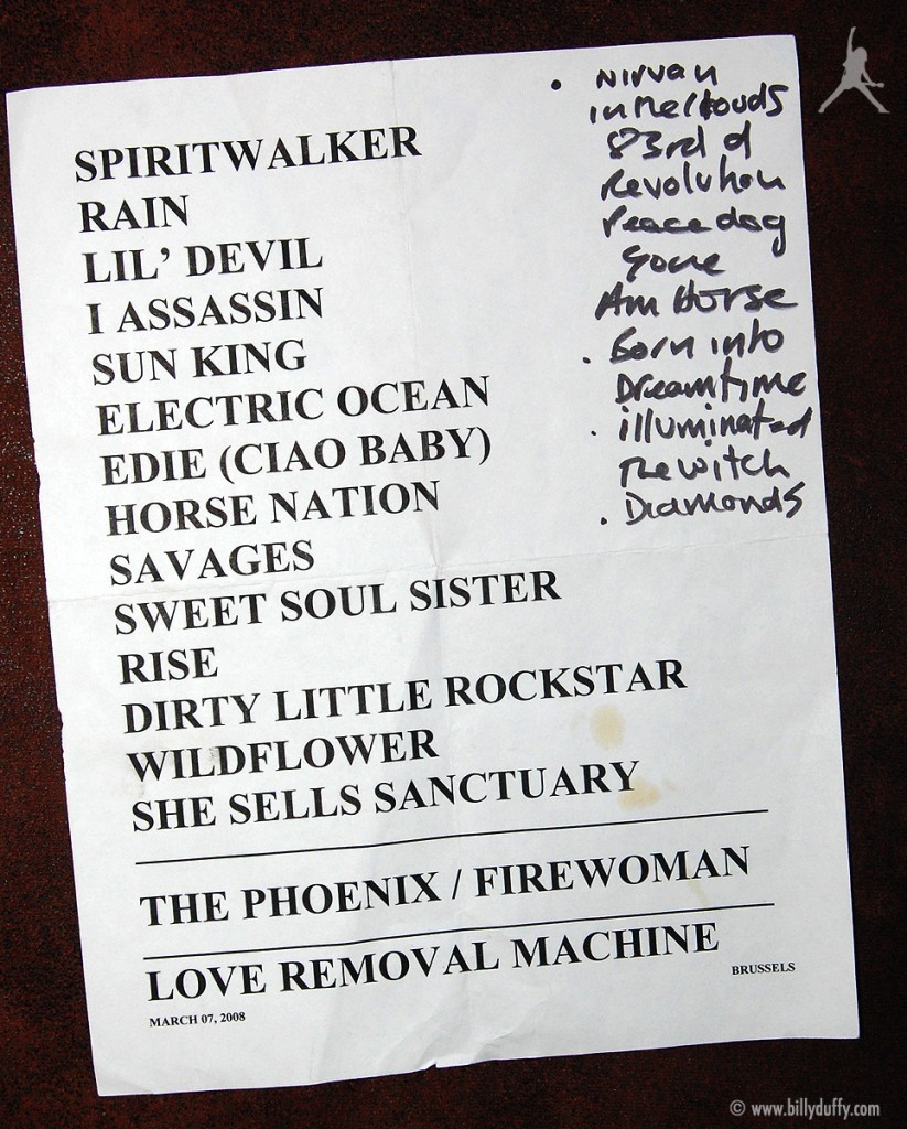 The Cult Set List 07-03-2008