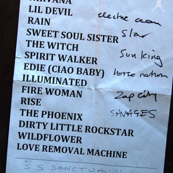 The Cult Set List 16-11-2008