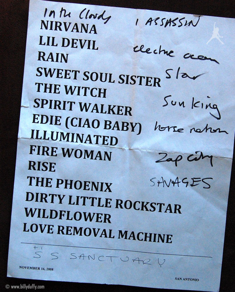 The Cult Set List 16-11-2008