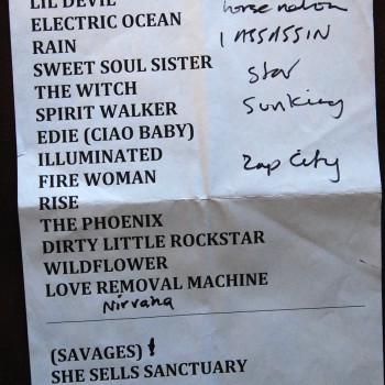 The Cult Set List 20-01-2009