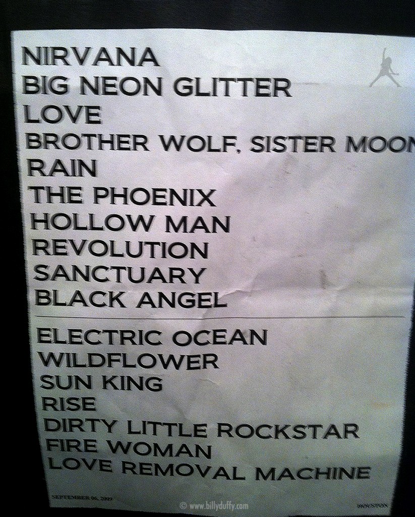 The Cult Set List 06-09-2009