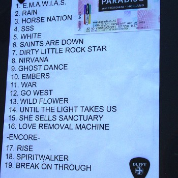 The Cult Set List 05-02-2011