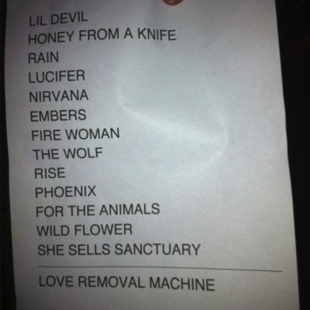 The Cult Set List 16-06-2012
